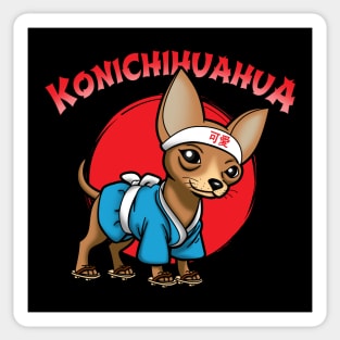 Konichihuahua Funny Cute Japanese Chihuahua Konnichiwa Meme For Dog Lovers Sticker